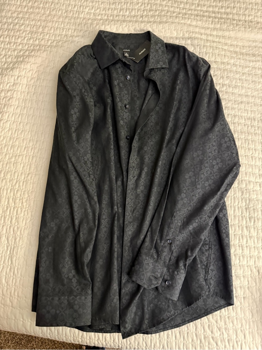Alfani Men's Black Jacquard Floral Button-Down Shirt
